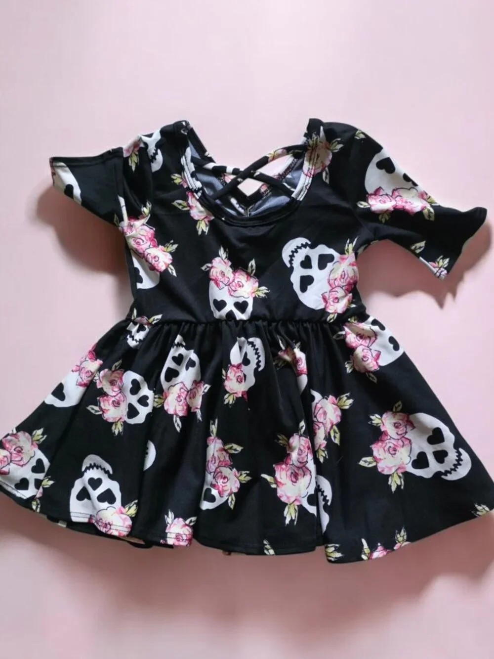 NWT DOT DOT SMILE (6/12MO) Black and Pink Skull Dress